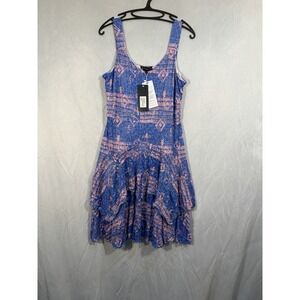 Carine Paige Dress Periwinkle Mix Summer Dress Layered Skirt XL New Rayon Blend